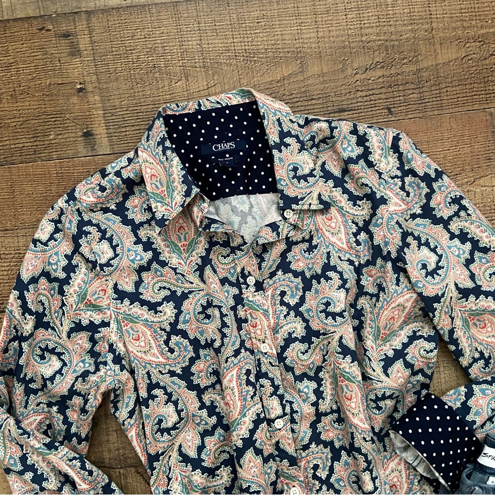 Chaps Paisley Button Down, No Iron - image 3